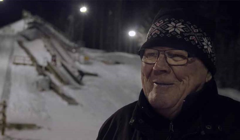 Seppo på skidbacken.