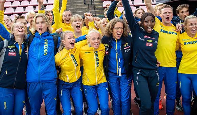 Bild på friidrottare i Finnkampen
