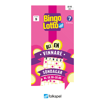 Bingolotto lott. Spel på söndagar.