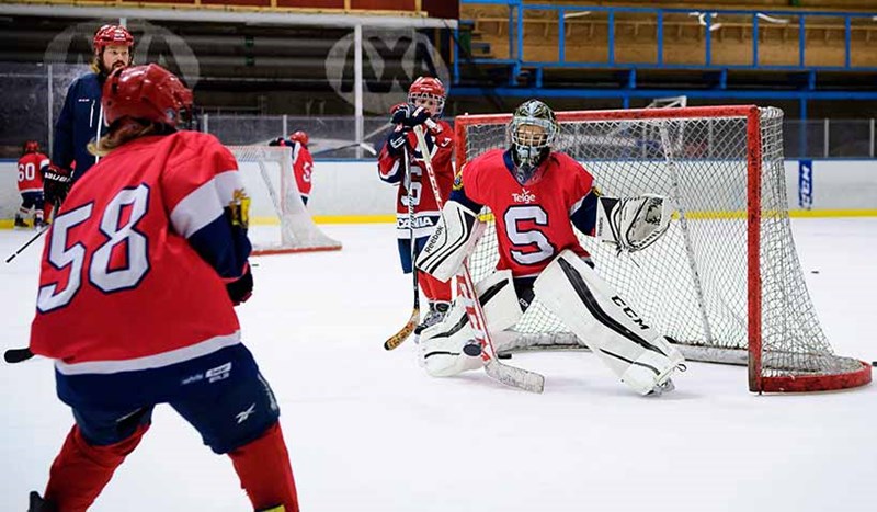 Hockeylaget Södertälje SK under match.